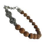 Stainless Steel Brown Beaded Bracelet with Horse and Horseshoe Charms
