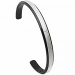 Very Nice Sand Brushed Stainless Steel Bangle With Black PVD And Small CZ