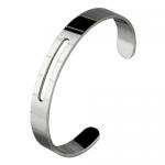 Neoclassic Stainless Steel Bangle With Etched And Cut Out Design