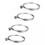 Stainless Steel 3-Piece Bangle With Faux Pearl Charm