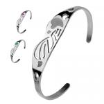 Stainless Steel Bangle with Heart and Tribal Design