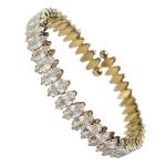 Stainless Steel Gold pvd Prong Setting Marquise cz Bangle