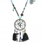 Black and Turquoise Bead Dream Catcher Necklace