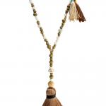 Olive Brown Buddha Bead Necklace W/ Tassel