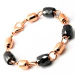 RoseGold PVD Bracelet with Black Diamond Cut Beads