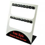 Stainless Steel Full Black PVD Earrings Display (16 Pairs)