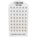 Stainless Steel Cross Stud Earrings Display 24 Pairs 