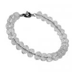 Stainless Steel Oval Link Chain Bracelet Strung w/ Clear Glass Beads 
