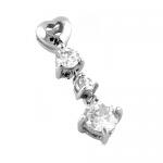Stainless Steel Heart Pendant with 3 Round Clear CZ 