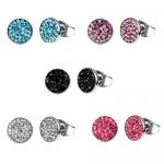Stainless Steel Earrings With Colored CZ Stones