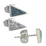 CZ Encrusted Stainless Steel Triangular Earrings