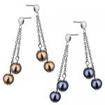 Stainless Steel Earring with Ornamental Dangling Pearls