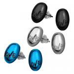 Stainless Steel Oval Stud Earring With Love Inscription