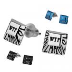 Stainless Steel Earring Studs Inscribed With Commonly Used Internet Acronyms