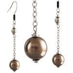 Stainless steel and brown pearl earrings
