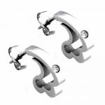 Pair jeweled stainless steel earrings - Curves with stone