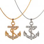 Fashion Rhinestone Encrusted Anchor Pendant with Snake Necklace
