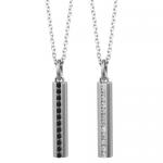 Stainless Steel Pendant With Vertically Jeweled Center