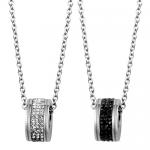 Dazzling Stainless Steel Barrel Pendant With CZ Stones