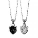 Stainless Steel Sheild Pendant With CZ Stones 