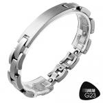 Titanium Link Bracelet with with Curved ID Plate for Engraving