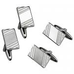 Neo-Classic Stainless Steel Cufflinks with Etched Linear Design