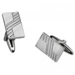 Neo-Classic Stainless Steel Cufflinks With Diagonal Linear Design