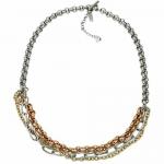 Exquisite Stainless Steel Necklace With 3 Smaller Chains Connected To It And A Dangling CZ Stone--Certain Lady Collection