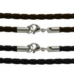 Double Leather Braided Necklace with Lobster Clasp
