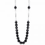 Stainless Steel Necklace With Black Onyx Beads