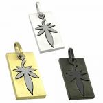 Stainless Steel Pendant - Assorted Colors Leaves on Plaque