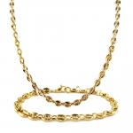 Stainless Steel Gold PVD Chain & Bracelet Set 6mm