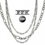 Silver Tone Stainless Steel Figaro Chain