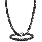 Stainless Steel Black PVD Franco Chain & Bracelet Set
