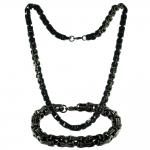 Black PVD Coated Byzantine Box Chain & Bracelet Set