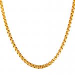 Stainless Steel Gold PVD Rounded Box Link Necklace 3mm