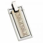 Stainless Steel Moveable Pendant With Etched Design 