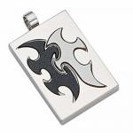 Tribal Design Stainless Steel And Leather Pendant