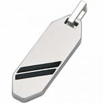 Stainless Steel And Leather StripeTag Pendant