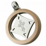 Circular Stainless Steel Spinning Pendant With Coffee PVD and Small Tribal Cross In The Center