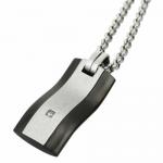 Brushed Stainless Steel Pendant With Black PVD and Small CZ