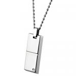 Neo-Classic Stainless Steel Pendant With CZ Stone Accent