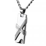 Stainless Steel Pendant With Geometric Design And CZ Stone