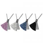 Marvelous Triangular Stainless Steel Pendant With Foiled CZ Stones 