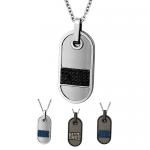 Stainless Steel Dog Tag Pendant With CZ Crystal Accent