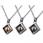 Ornamental Pearl Pendant With Surrounding Stainless Steel Casing