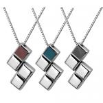 Stainless Steel Movable Pendant With Checkered Design.
