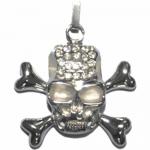 Very Cool Skull and Crossbones Pendant with Clear Stones
