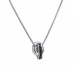 Stainless Steel Necklace and Double Ring w/ Black CZ Pendant