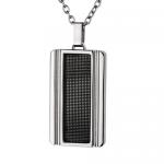 Modern Stainless Steel Pendant with Black Mesh Inlay